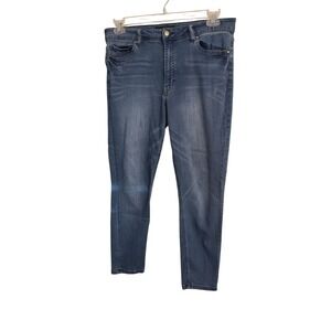 Versona Jeans Womens 32 Contemporary Blue Mid Rise Stretch Distressed‎ Tapered